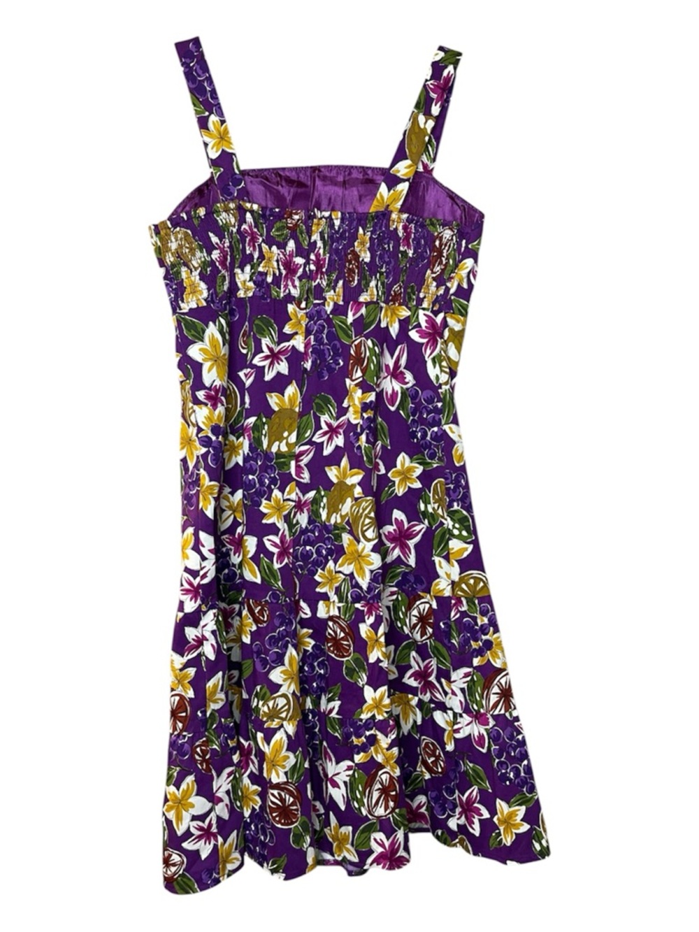 Karen Stevens Purple Floral Dress with Yellow & White Accents Sz 14 - Picture 2 of 3